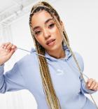 Puma Ribbed Cropped Hoodie In Blue - Exclusive To Asos-blues