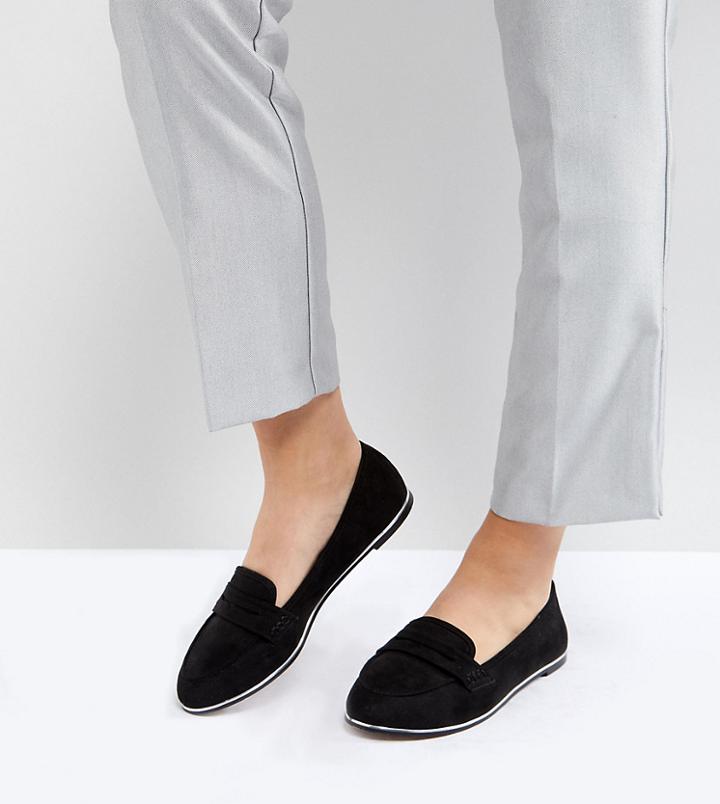 Asos Meadow Wide Fit Flat Shoes - Black