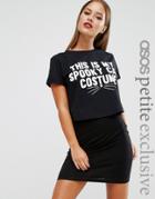 Asos Petite Halloween This Is My Spooky Cat Cropped T-shirt - Black