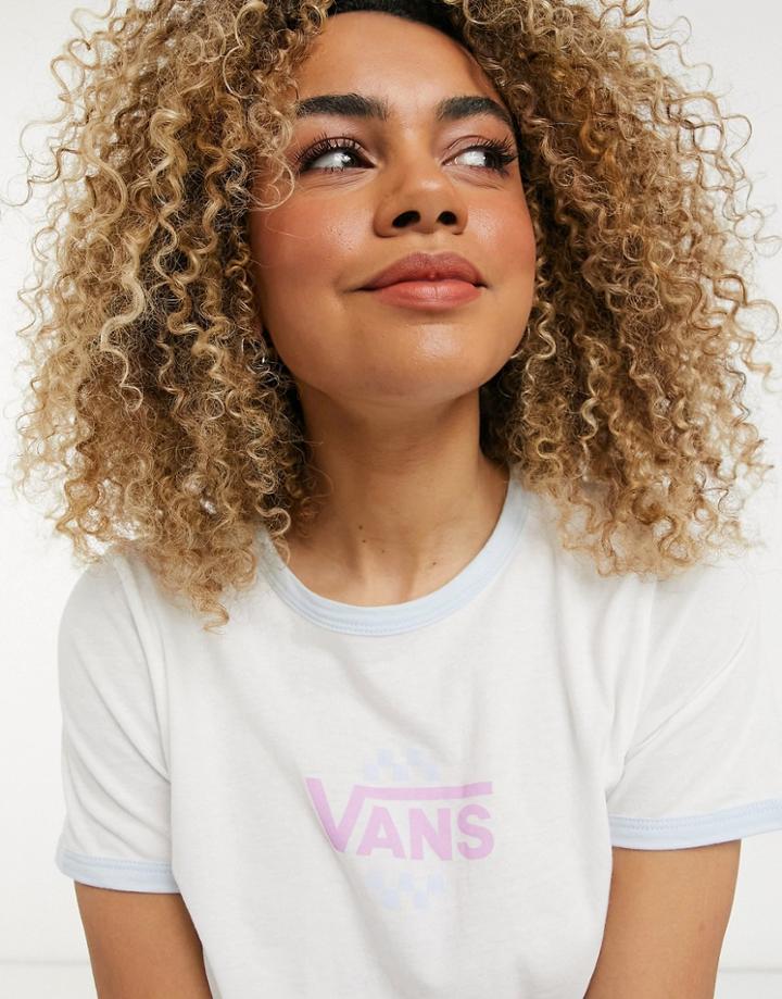 Vans Summer Schooler Ringer T-shirt In White/blue