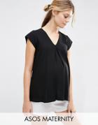 Asos Maternity V- Neck Origami T-shirt - Black
