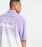 Collusion Oversized Jersey Shirt In With Cartoon Print In Purple Ombre Pique Fabric