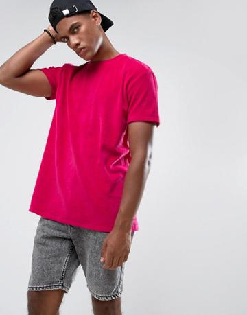 Zeffer Oversized Velour T-shirt - Pink