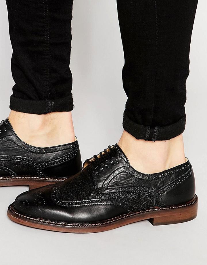 Walk London Darcy Derby Leather Brogues - Black