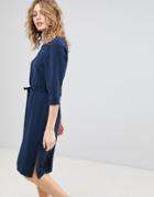 Ichi Shift Dress With Waist Tie - Navy