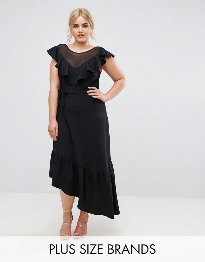 Club L Plus Senortia Ruffle Asymmetric Dress - Black