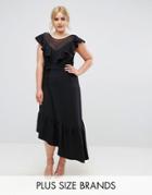 Club L Plus Senortia Ruffle Asymmetric Dress - Black