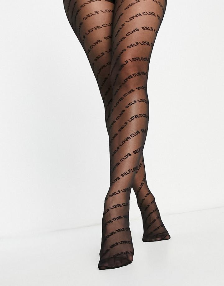Skinnydip Tights With 'self Love' Repeat-multi