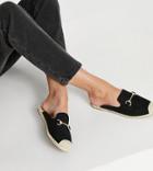 London Rebel Wide Fit Espadrille Mules With Snaffle Trim-black
