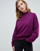 Asos Design Eco Sweater In Loose Fit With Turtleneck - Purple