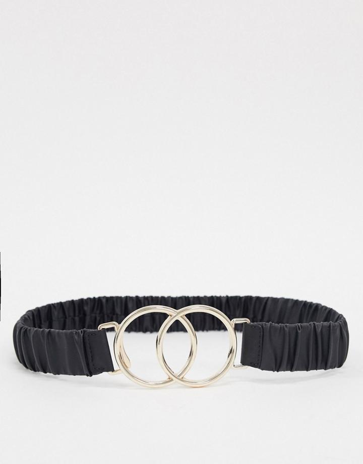Asos Design Ruched Double Circle Waist Belt In Black