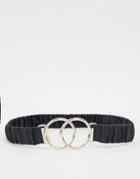 Asos Design Ruched Double Circle Waist Belt In Black