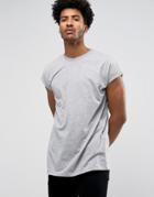 Asos Longline T-shirt In Oversized Fit In Gray Marl - Gray