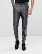 Devils Advocate Slim Fit Metallic Suit Pants - Gray