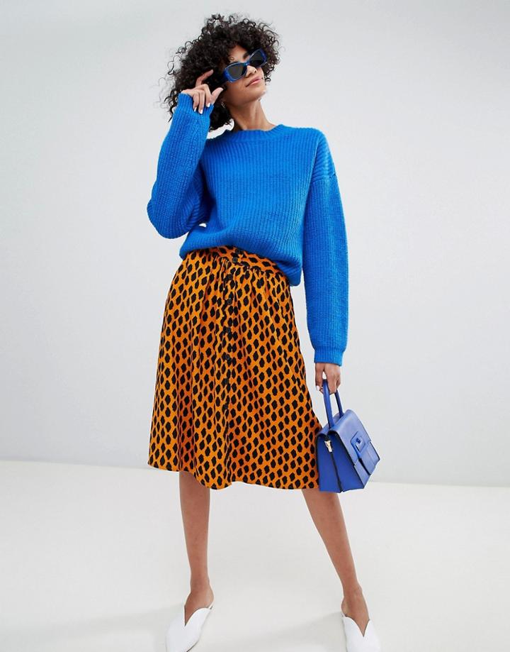 Vero Moda Spotted Midi Skirt - Yellow