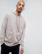 Asos Hoodie With Woven Pockets & Acid Wash - Blue