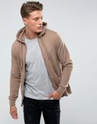 Bershka Zip Through Hoodie In Tan - Beige