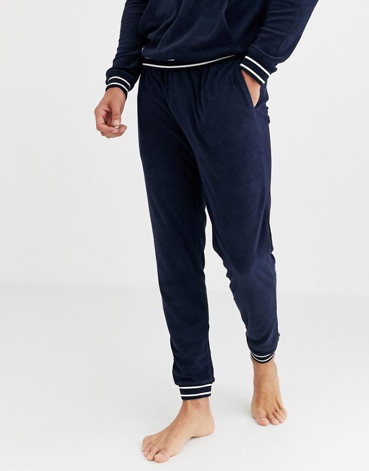 Lacoste Shower Terry Logo Cuffed Sweatpants In Navy