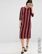 Asos Tall Column Midi T-shirt Dress In Stripe - Multi
