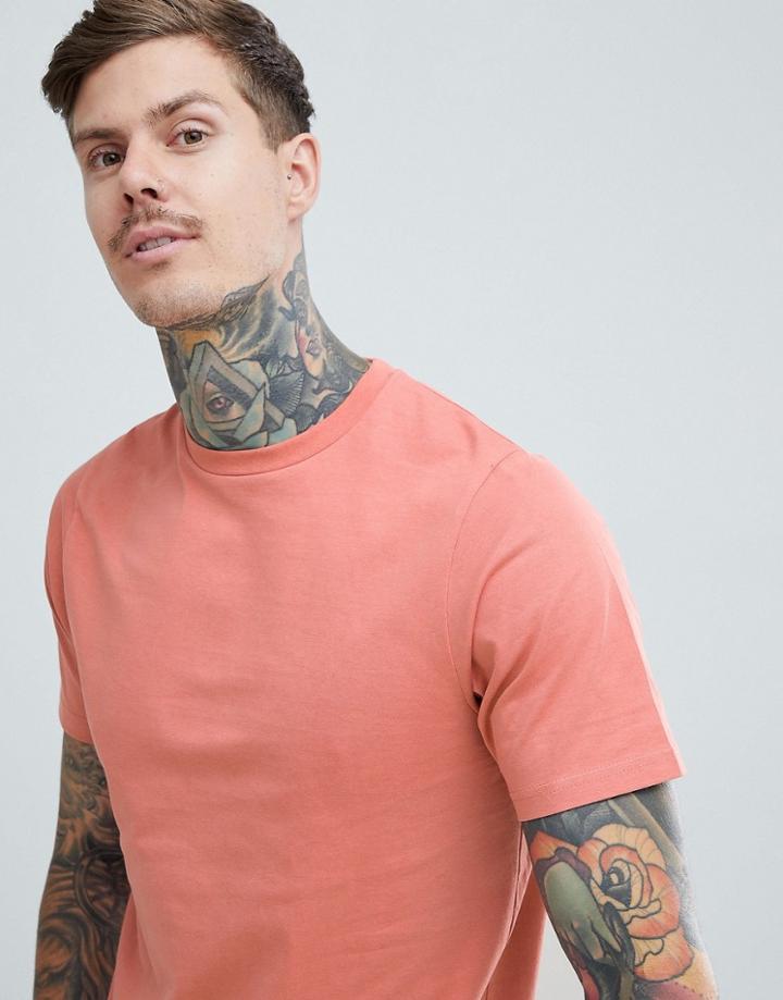 Pull & Bear Organic Cotton Basic T-shirt In Pink - Pink