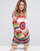 South Beach Colored Crochet Beach Dress - Multi