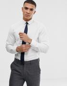 Asos Design Smart Stretch Slim Fit Oxford Shirt With Double Cuff - White