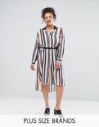 Elvi Striped Shirt Dress - Multi