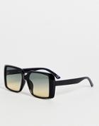 Asos Design Recycled Frame Oversized 70s Sunglasses In Black With Ocean Lens