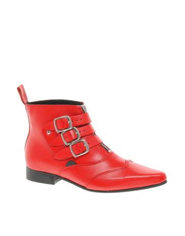 Underground Blitz Winklepicker Red Ankle Boots