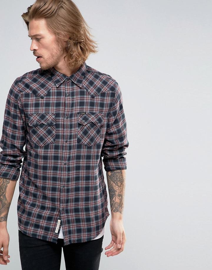 Lee Rider Check Western Shirt Maroon - Red