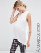 Asos Maternity Sleeveless Tank With Dip Back - White