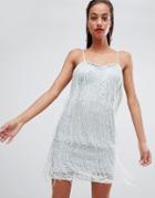 Asos Design Sequin Fringe Mini Dress - Blue