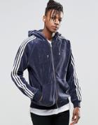 Adidas Originals Archive Velour Zip Hoodie Ay9219 - Blue