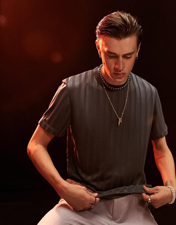 Asos Design T-shirt In Gray Rib