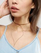 Asos Wrapped Fine Bow Choker Necklace - Tan