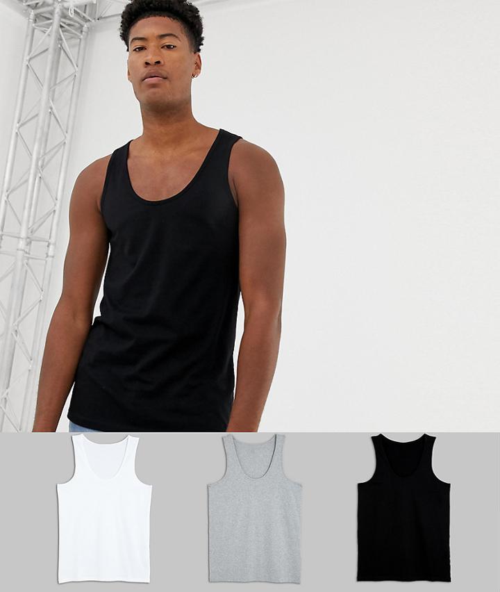 Asos Design Tall 3 Pack Tank Save-multi