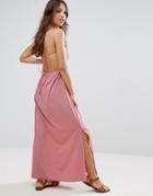 Asos Tie Back Maxi Dress - Pink