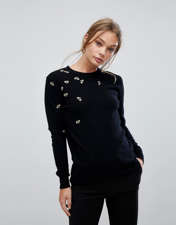 Ted Baker Sweater With Queen Bee Embellishment - Black