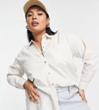 Influence Plus Poplin Shirt In Beige Stripe-neutral