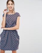 Closet Retro Print Tulip Dress - Blue