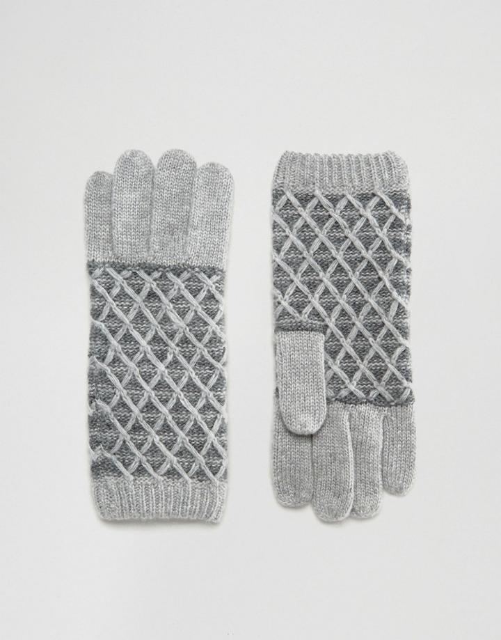 Alice Hannah Vintage Diamond Stitch Glove - White