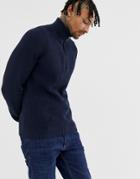 Boss Karby Half Zip Sweater In Navy - Navy