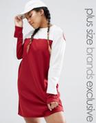 Daisy Street Plus Long Sleeve Color Block Swing Dress - Red