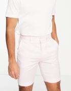 Asos Design Skinny Linen Mix Smart Shorts In Pastel Pink