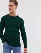 Selected Homme Knitted Sweater In Chunky Rib - Green