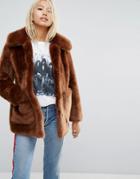 Jakke Mid Length Faux Fur Coat - Brown