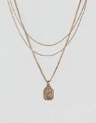 Asos Vintage Style Icon Pendant Multirow Necklace - Gold