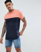 Asos Design Longline Muscle T-shirt With Stretch And Contrast Yoke - Multi