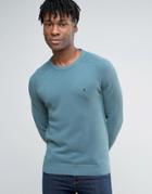 Original Penguin Crew Sweater Honeycomb Texture Knit In Blue - Blue