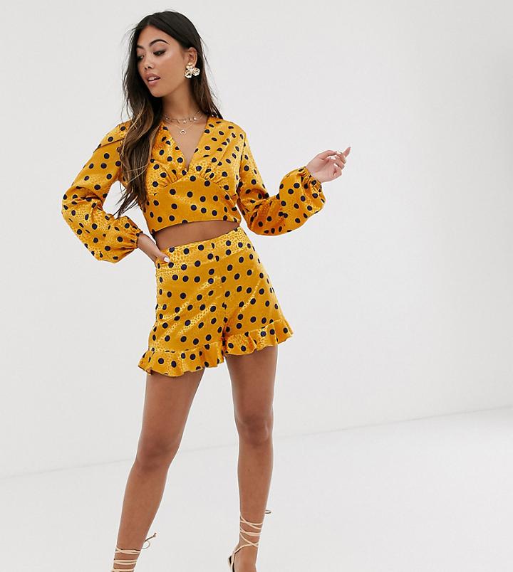 John Zack Petite Flippy Short In Yellow Polka